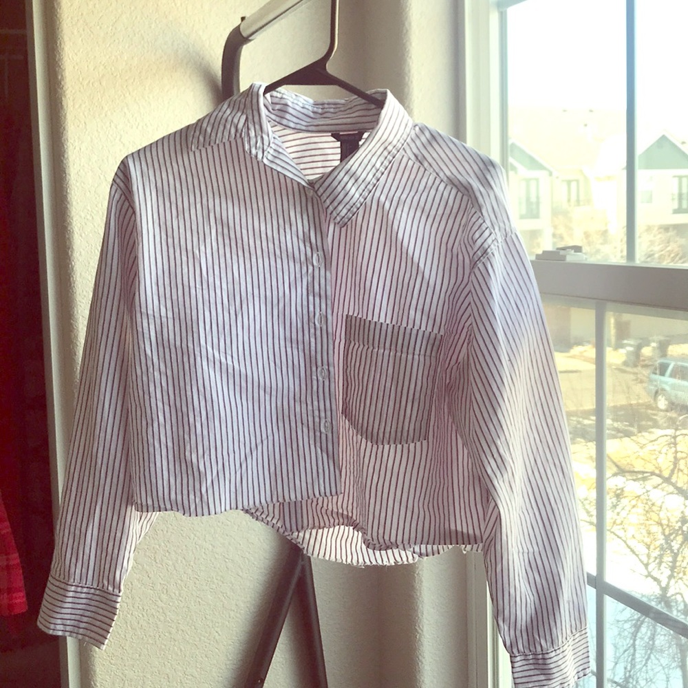 a button up, crop top